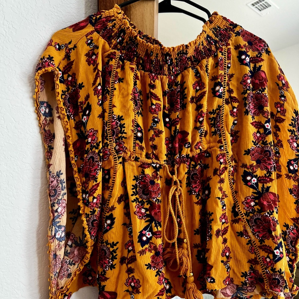 Coco + Jaimeson Mustard Floral Women's Top